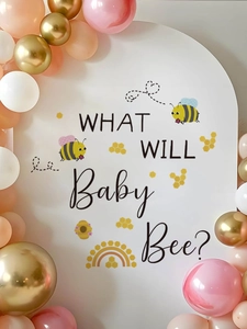 Détail du sticker arche What Will Baby Bee avec motif abeille pour fête de révélation