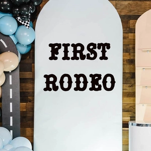 First Rodeo 1st birthday party arch backdrop cover with western cowboy style lettering