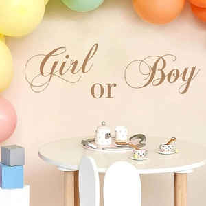 Girl or Boy gender reveal PVC stickers on decorative balloons for baby shower party event
