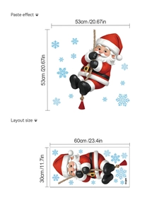 Detail of Santa Claus climbing rope wall sticker showing layout and display sizes