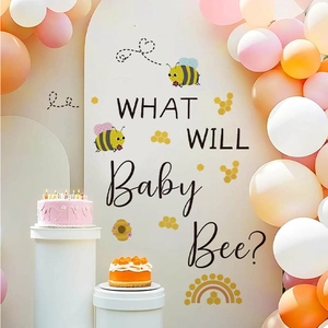 Stickers muraux What Will Baby Bee avec abeille et arc-en-ciel pour décor de fête bébé