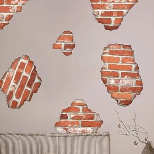3D realistic red brick wall decals set with PVC self-adhesive texture for home wall decor