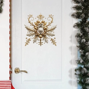 Elegant Christmas Gold Snowflake Wall Sticker Baroque Style Self Adhesive PVC Decal For Bedroom Living Room Holiday Home Decor