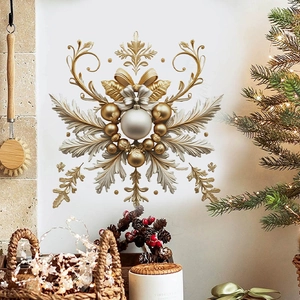 Golden Christmas snowflake wall stickers with baroque style and holiday home decor