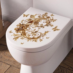 Elegant gold butterfly floral PVC wall stickers for home decor in baroque style