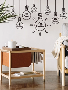 Detailed view of black vinyl wall stickers featuring Success and Goals light bulb icons