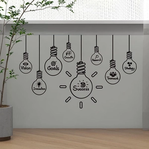 Inspirational Light Bulb Wall Sticker PVC Self Adhesive Success Innovation Text Office Study Living Room Decor Wall Decal