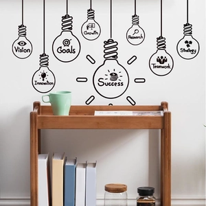Inspirational light bulb wall stickers with business keywords for office decor