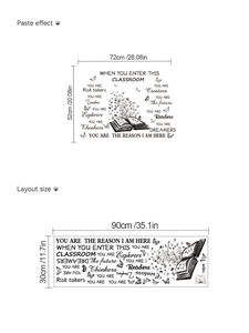 Détail de la disposition des autocollants muraux livres et papillons avec dimensions