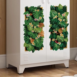 Adesivi Murali Foglie di Monstera Frangipani Effetto 3D Piante Verdi Tropicali PVC Autoadesivo Rimovibile Decalcomania per Soggiorno Camera da Letto