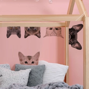3D-realistische guckende Katzen- und Hunde-Wandaufkleber aus PVC für Kinderzimmer