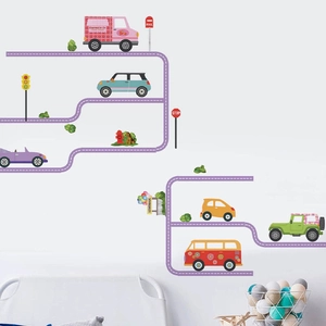 Adesivi murali con veicoli e segnali stradali per decorare la cameretta dei bambini