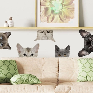 Wandtattoo-Set mit spähenden Katzen und Hunden zur Dekoration von Wohnräumen