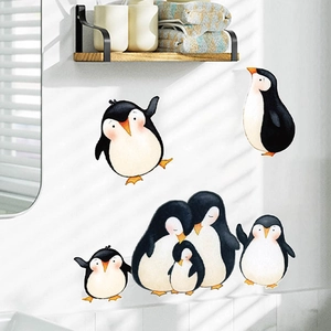 Cartoon penguin family wall decals for cozy home decoration in high-quality PVC
