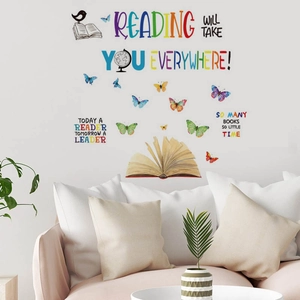 Stickers muraux colorés avec papillons et citations inspirantes pour déco de salon