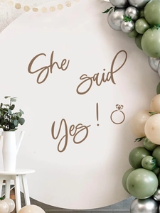 Brown 'She said Yes!' wall decal with ring icon for engagement party decor
