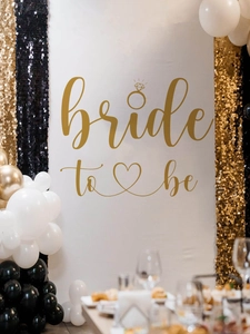Detail of Bride to Be gold wall sticker with diamond ring icon for wedding decoration