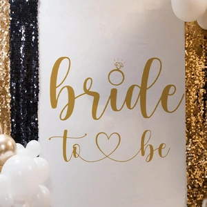 Golden Bride to Be wall decal set with diamond ring and heart design for party decor