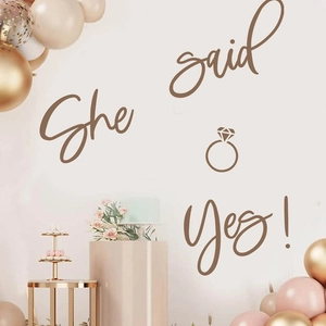 Brown 'She said Yes!' PVC self-adhesive wall sticker for proposal and bedroom decor