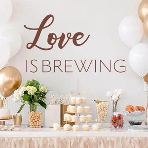 Sticker Mural Love Is Brewing En PVC Amovible Décalcomanie Lettrage Artistique Pour Mariage Fête Baby Shower Maison Chambre Salon Décor
