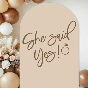 Neutral tones 'She said Yes!' arched wall sticker for wedding or proposal background