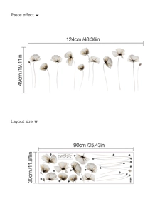 Mise en page et dimensions du sticker mural floral aquarelle pour décoration intérieure