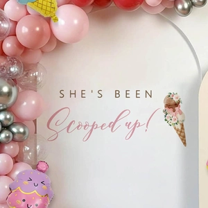 Ice cream party decoration set with latex balloons and foil scoop balloon for bridal shower