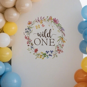 Floral wild ONE wreath wall sticker for first birthday party decoration with balloons