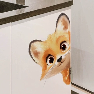 Sticker mural renard mignon dessin animé animal pvc autocollant pour décor salon