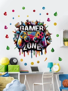 Graffiti style Gamer Zone wall decal with colorful controller and street art spray paint elements