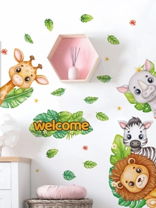 Detail von Dschungeltier Wandaufklebern mit Giraffe und Löwe für Kinderzimmer Deko