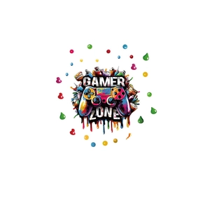 Gamer Zone wall sticker with colorful graffiti controller and spray paint drips design