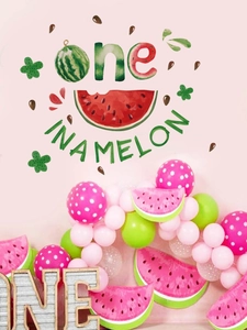 One in a Melon theme first birthday party wall stickers and watermelon party decorations