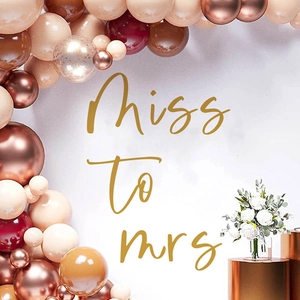 Miss to Mrs rose gold and burgundy balloon arch kit for wedding and bridal shower decor