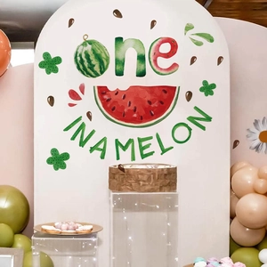 One in a Melon watermelon first birthday wall decal set for party background decoration