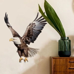 Bald eagle wall sticker featuring brown feather texture for living room home decor