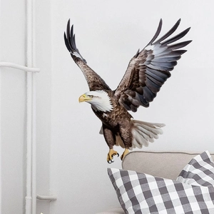 Realistic bald eagle spreading wings wall decal for modern living room wall decor