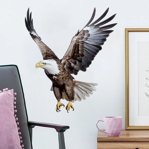 Realistic bald eagle wall sticker showing a spreading wings eagle in a living room decor