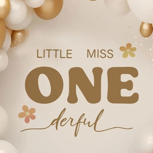 Little Miss ONEderful Wandaufkleber PVC Abnehmbar Wasserdicht Blumen Beschriftung 1. Geburtstag Party Hintergrund Deko Wandbild Für Kinderzimmer