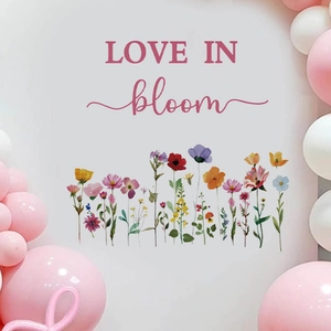 Sticker mural Love in Bloom avec fleurs sauvages colorées pour décor romantique