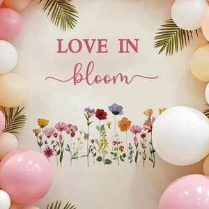 Sticker mural Love in Bloom en PVC avec fleurs sauvages colorées pour décoration