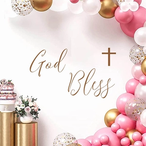 God Bless Cross Artistic Lettering Wall Decal Removable PVC Self Adhesive Wall Sticker For Bedroom Living Room Decor Religious Art Mural