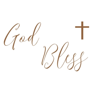 Brown God Bless wall sticker with cross for religious living room home wall decoration