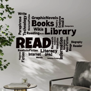 Creativo Biblioteca Lectura Cita Nube de Palabras Pegatina de Pared Removible PVC Negro Libros Calcomanía para Escuela Aula Estudio Decoración del Hogar