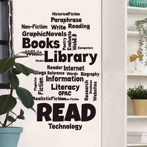 Vinilo decorativo de pared de lectura en PVC negro para estudio o biblioteca escolar