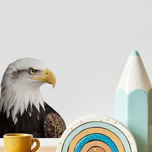 Lifelike bald eagle wall decal with sharp details for living room and bedroom decor