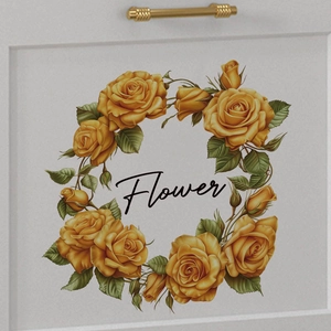 Yellow Rose Flower Wreath Wall Sticker Waterproof PVC Self Adhesive Decal For Bathroom Kitchen Living Room Home Decor