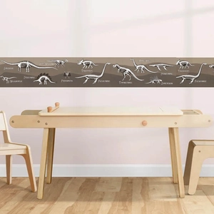 Self-adhesive dinosaur fossil wall border sticker for kids room with T-Rex and Stegosaurus