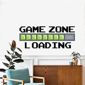 Modern Game Zone pixel art wall sticker with loading bar for gaming room decor