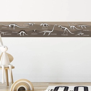 Educational dinosaur fossil skeleton wall sticker border for kids bedroom decor